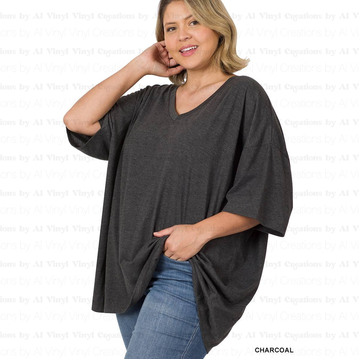 Vneck oversized boyfriend plus size tee